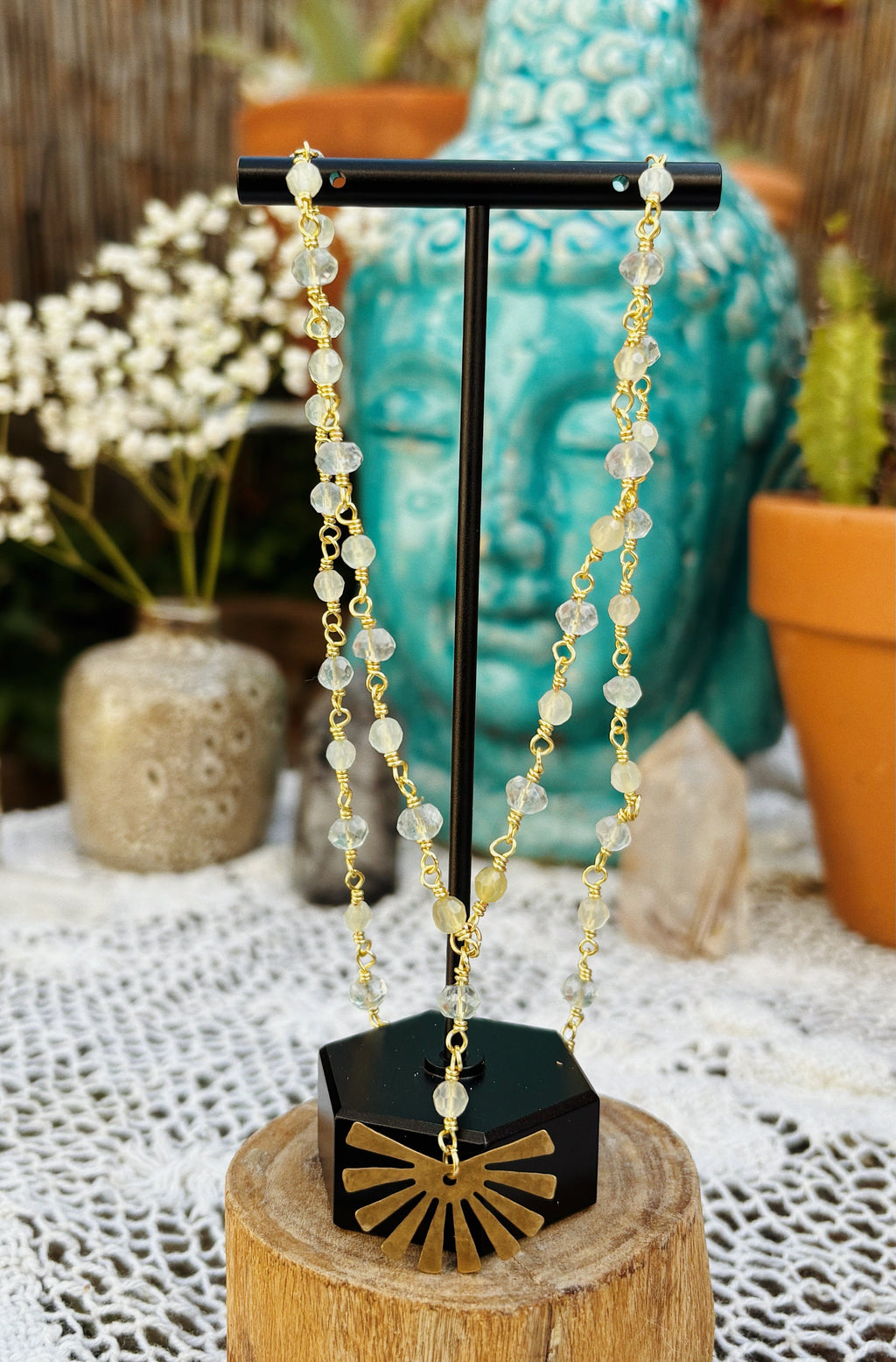 Shoreline Glow - Green Fluorite and New Jade Necklace