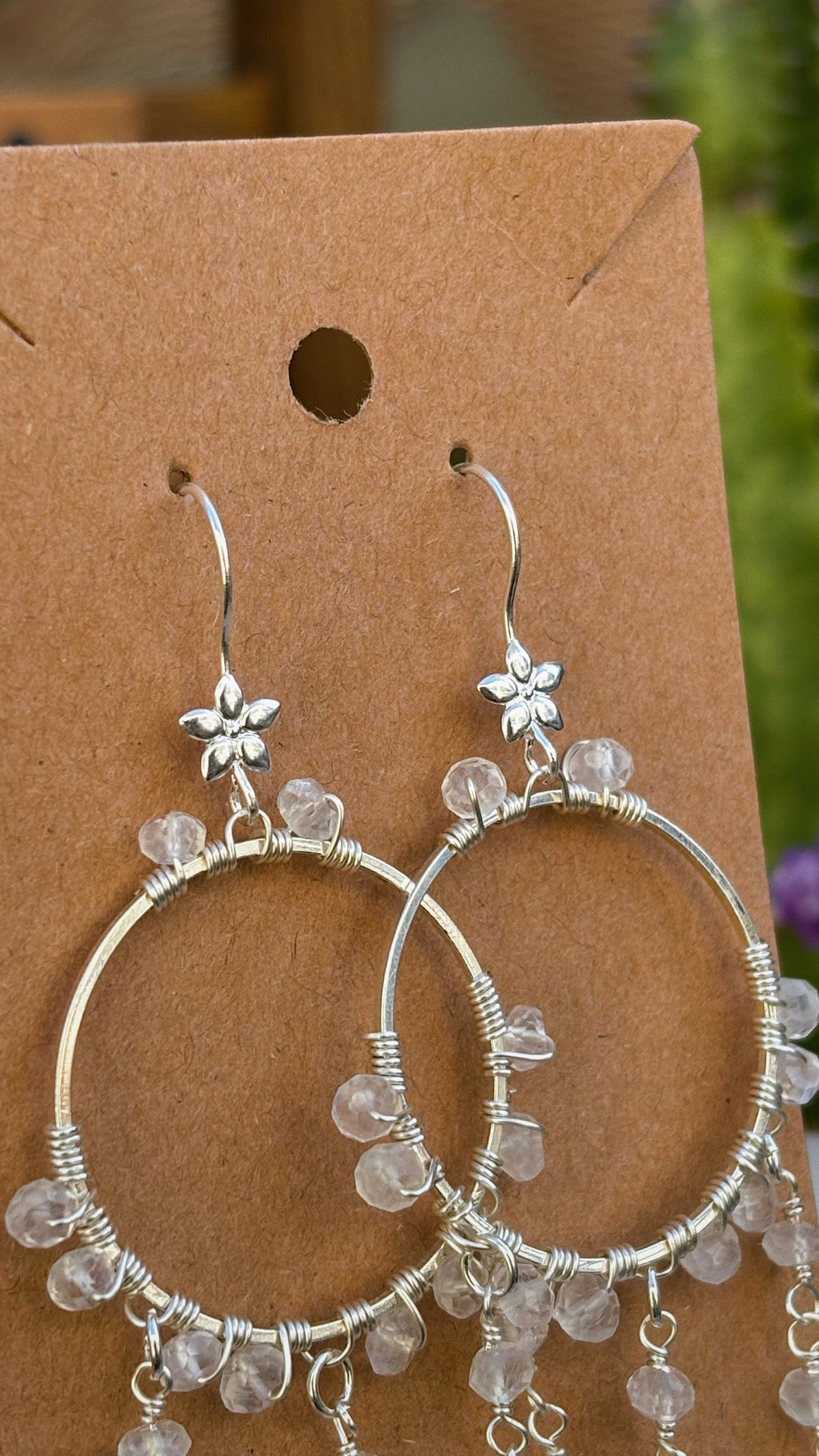 Rainbow Moonstone Cascade Hoops