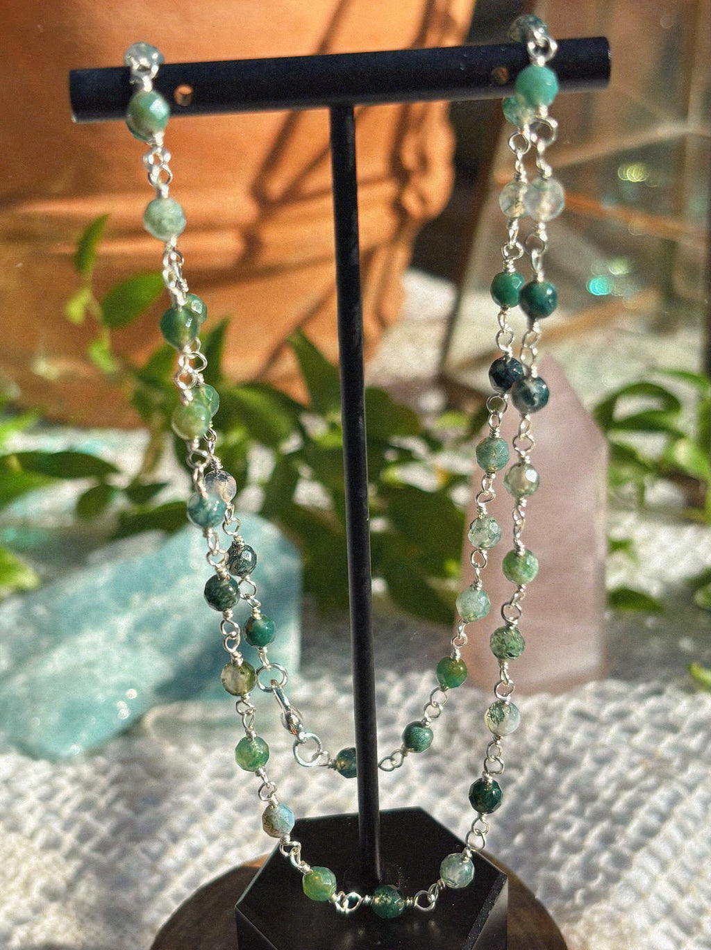 Moss Agate Beaded Necklace
