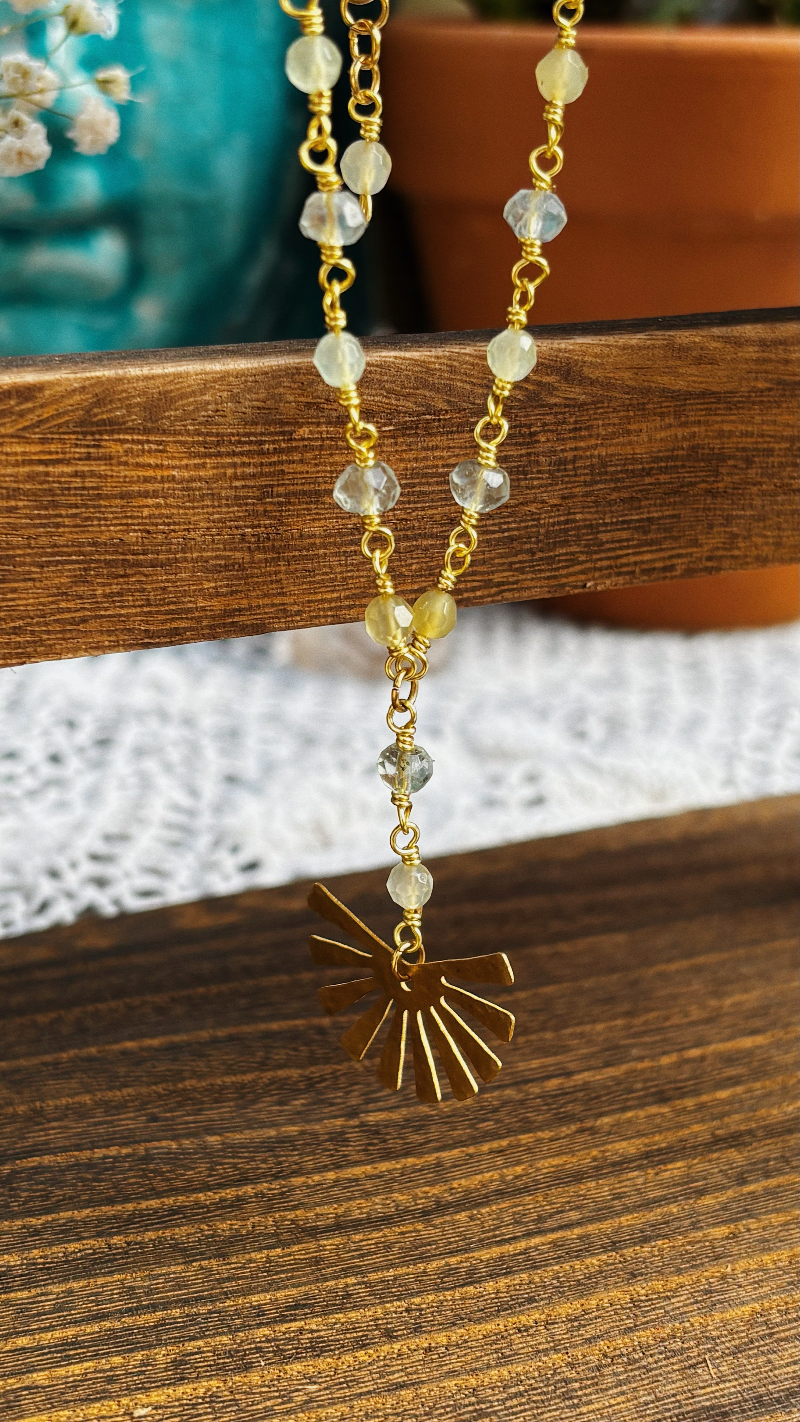 Shoreline Glow - Green Fluorite and New Jade Necklace