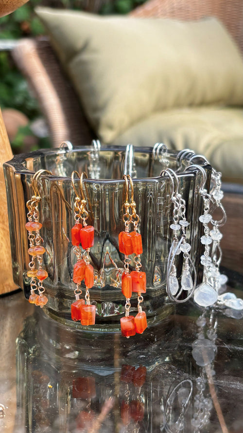 Carnelian Earrings - Rectangular