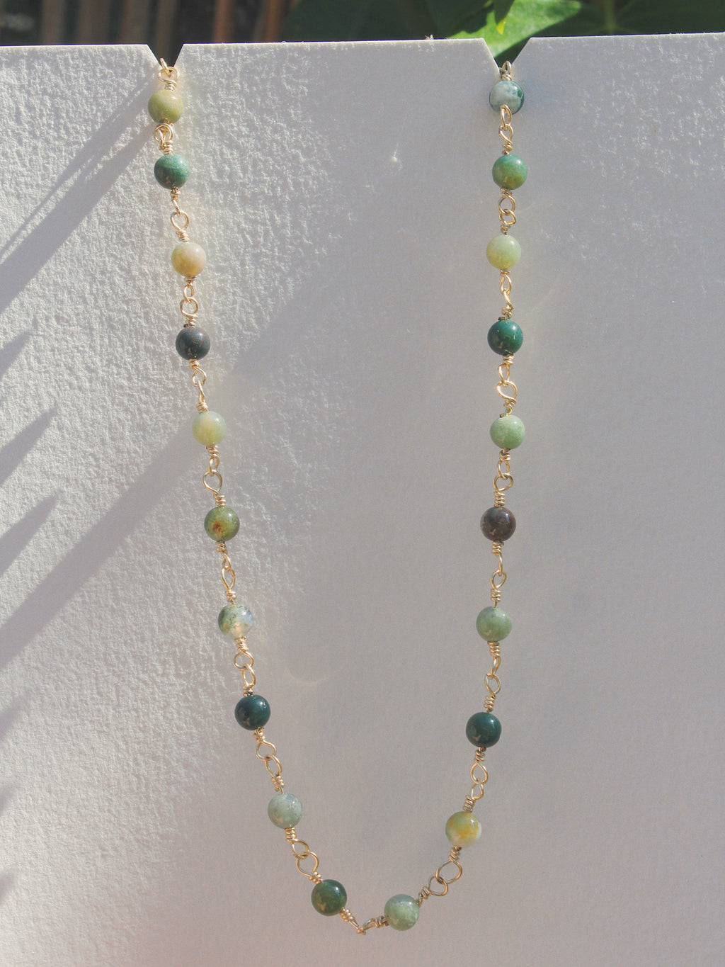 Jasper Beaded Chain - Green and Gold