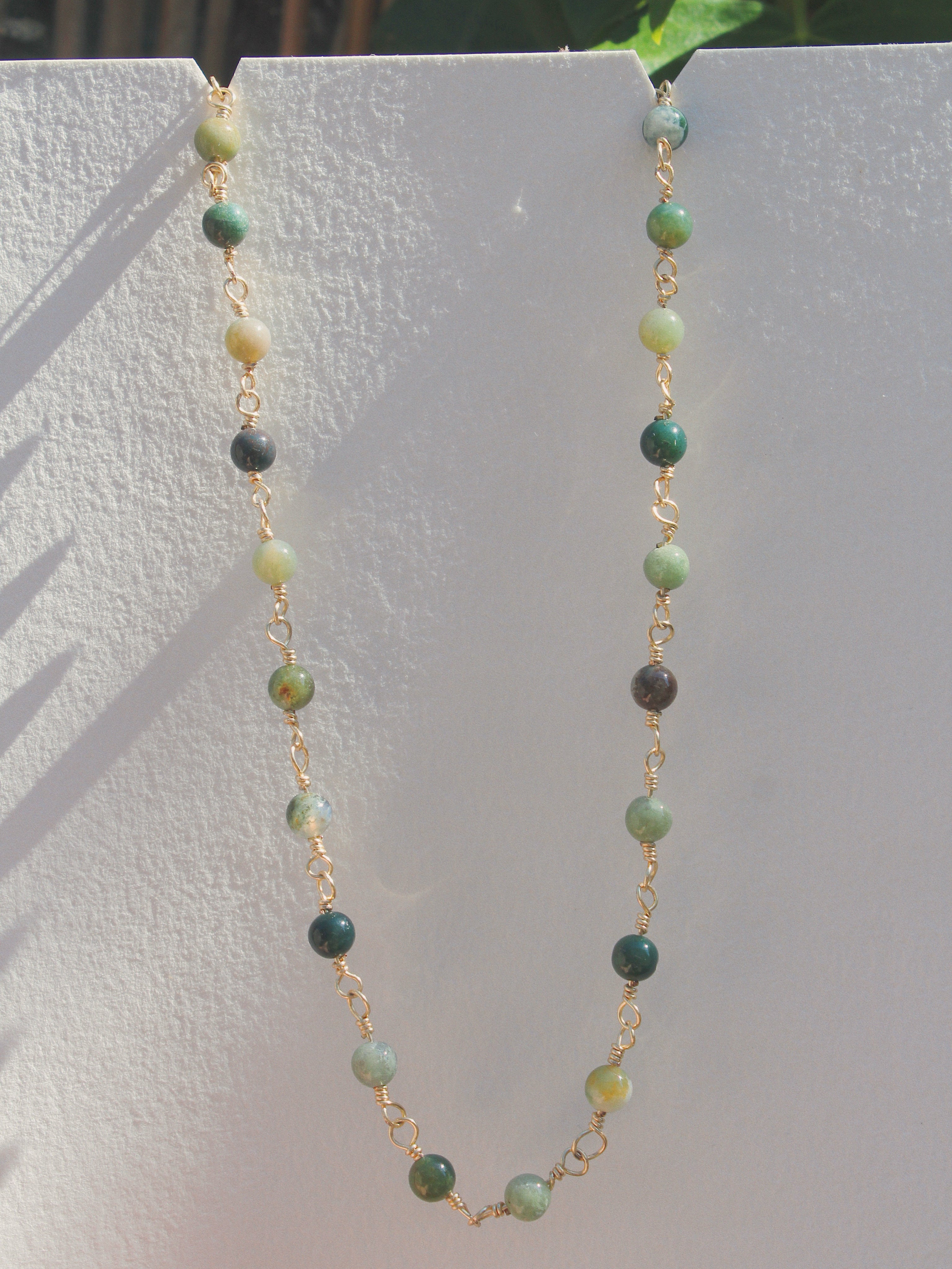 Jasper Beaded Chain - Green and Gold