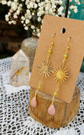 Pink Opal + New Jade Sunburst Earrings
