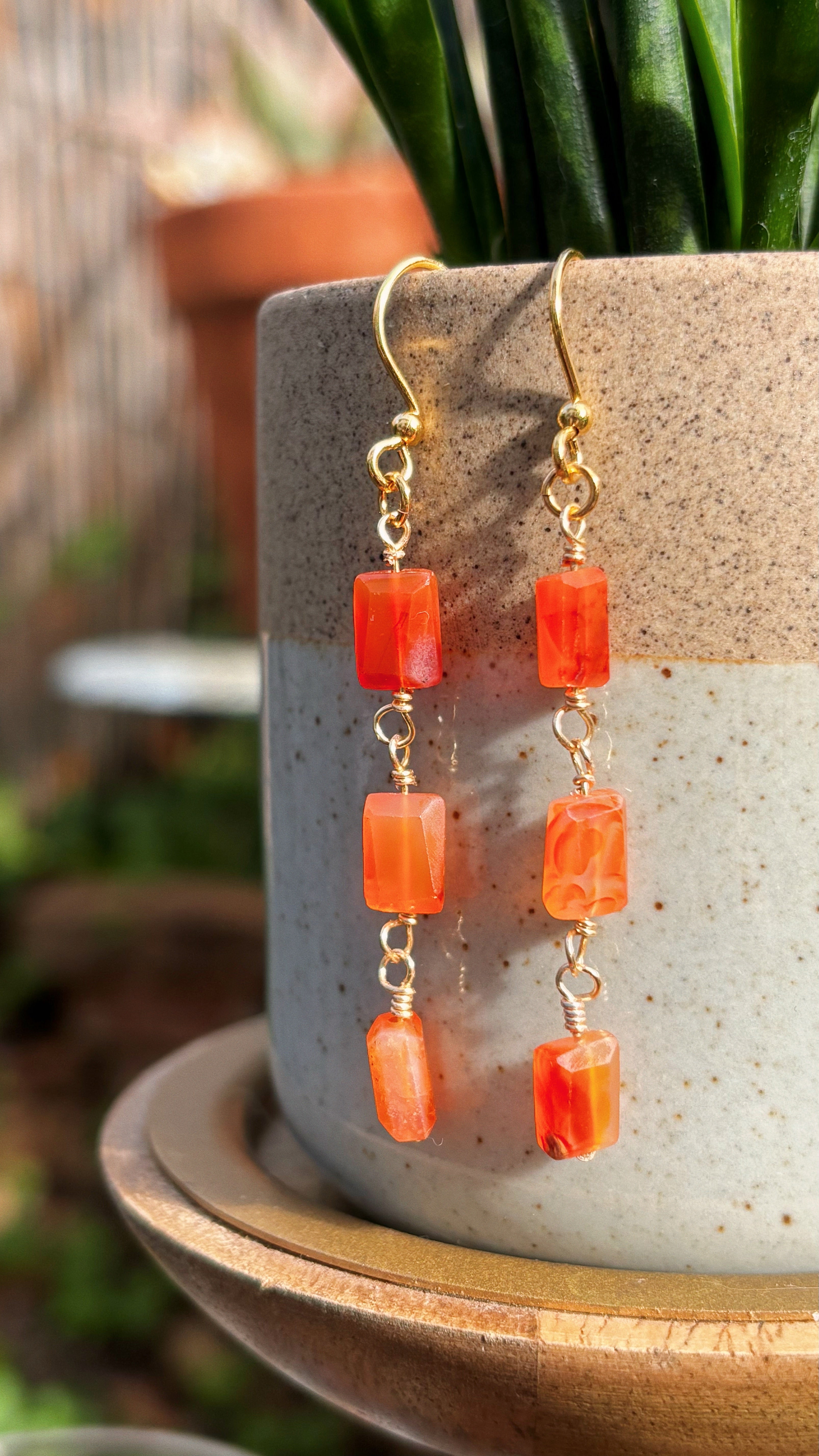 Carnelian Earrings - Rectangular