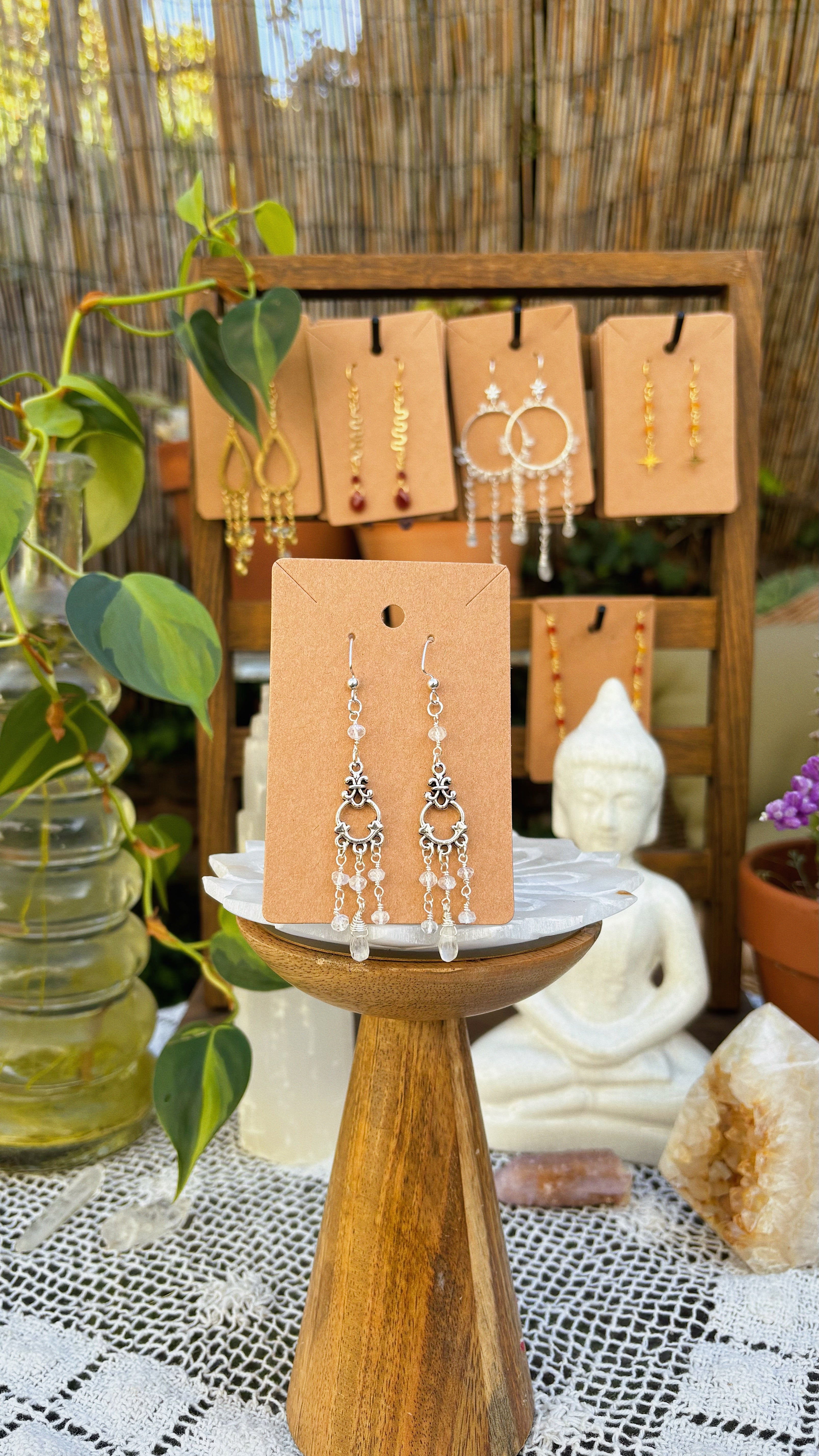 Silver Plated Moonstone Chandelier Earrings
