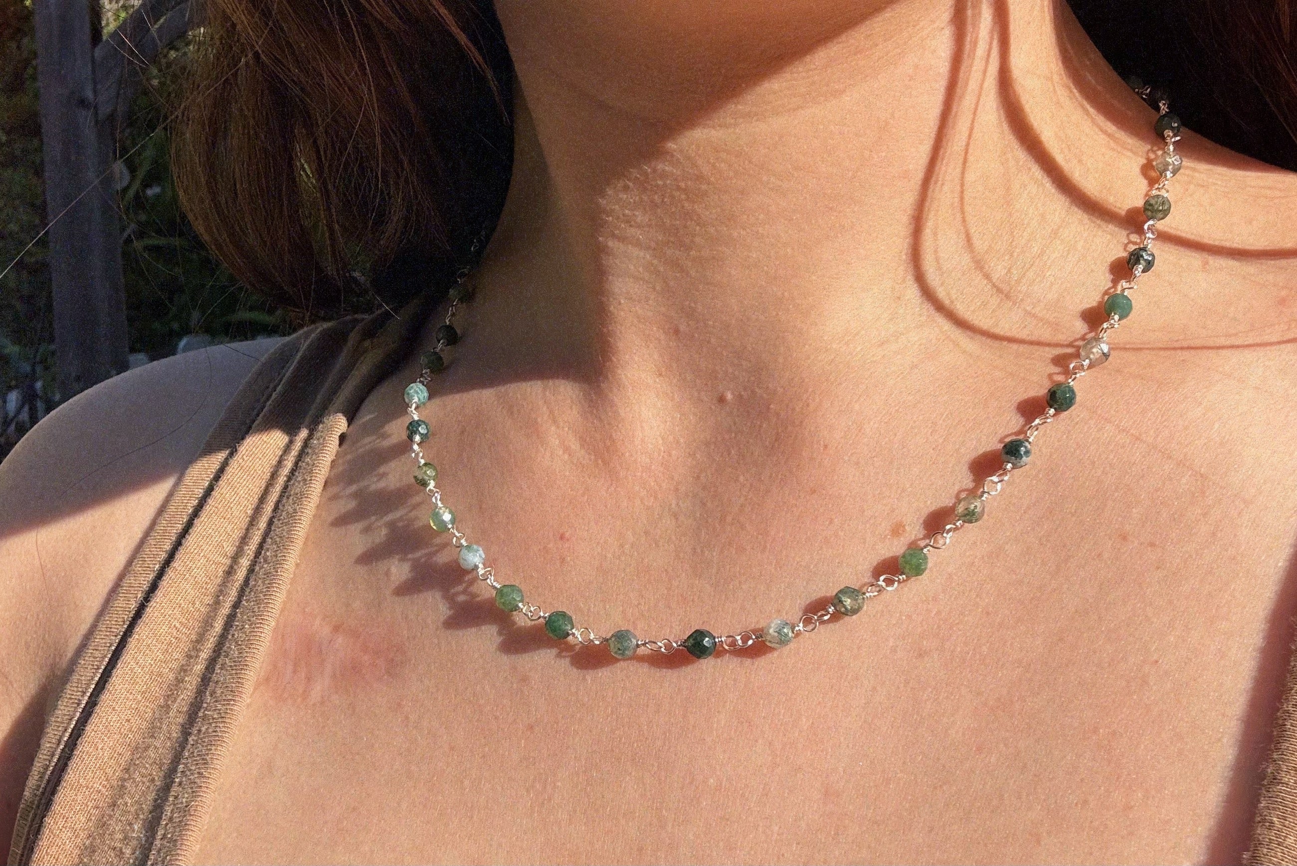 Moss Agate Beaded Necklace