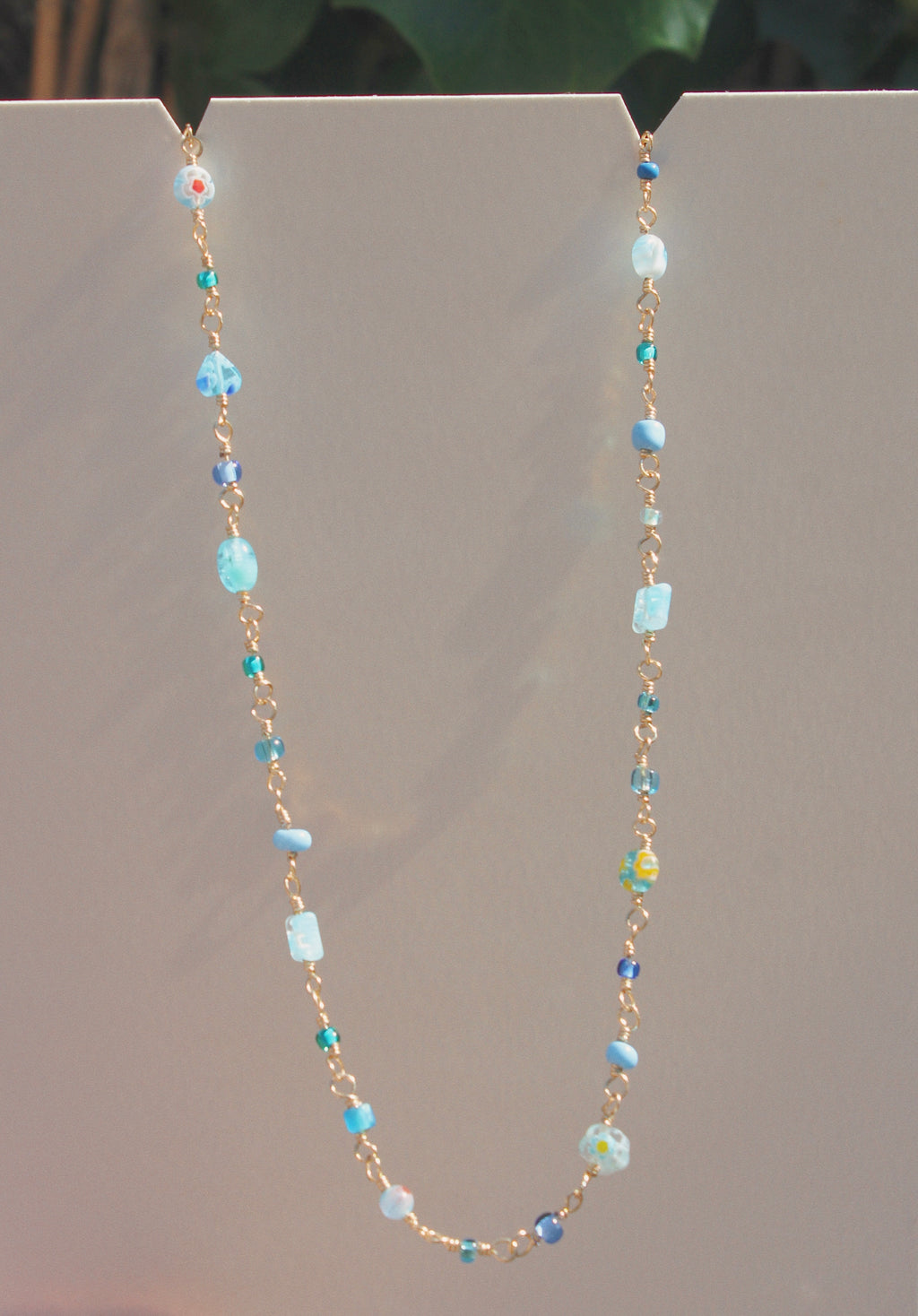 Glass Beaded Chain - Mixed Blues