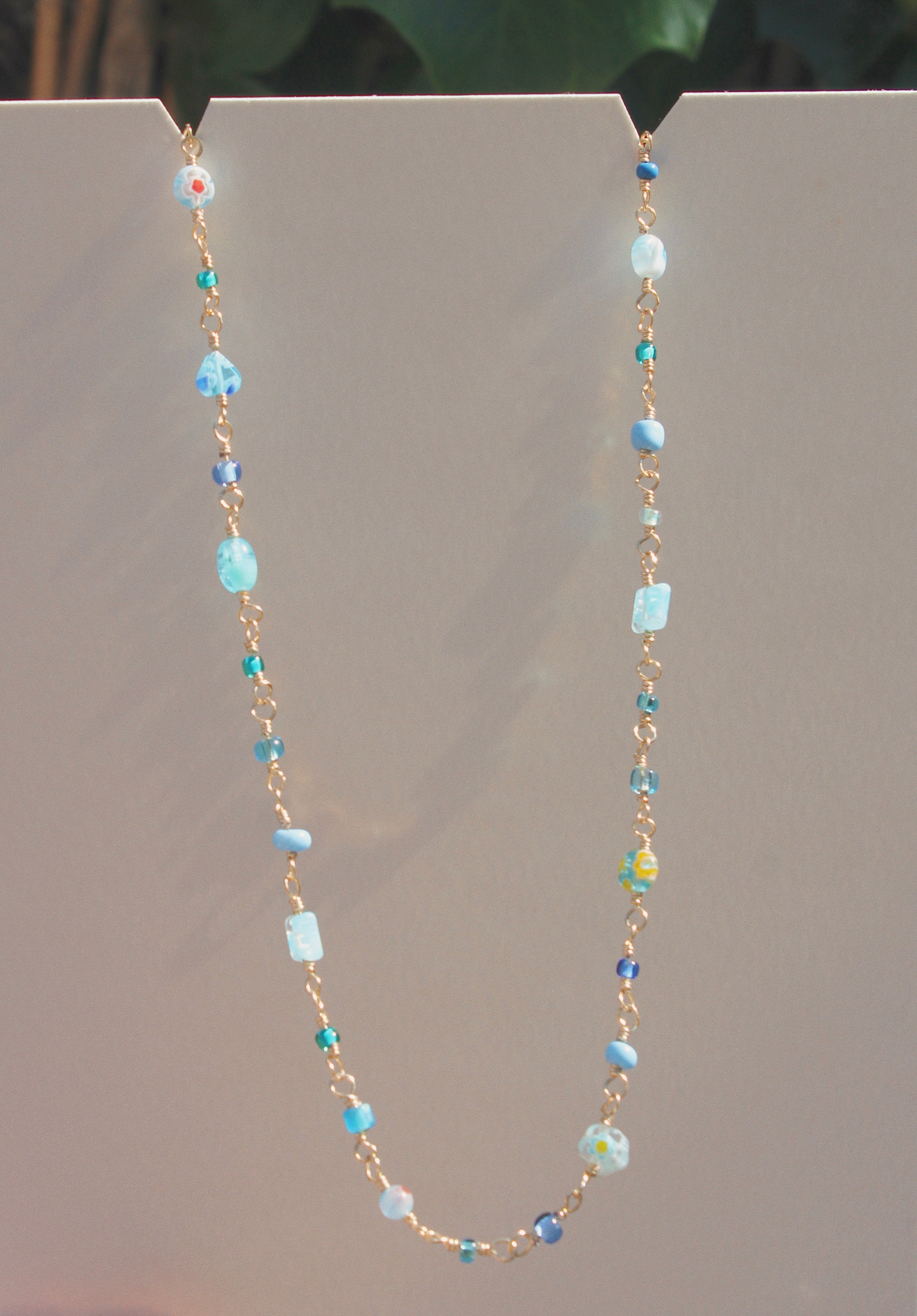 Glass Beaded Chain - Mixed Blues