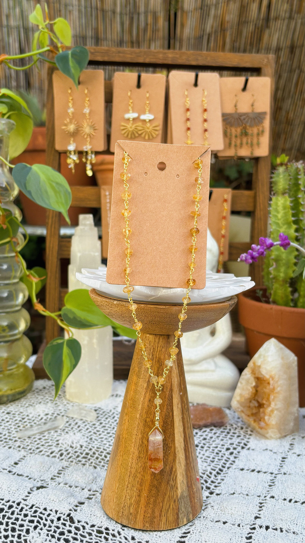 Carnelian Crystal Point Necklace