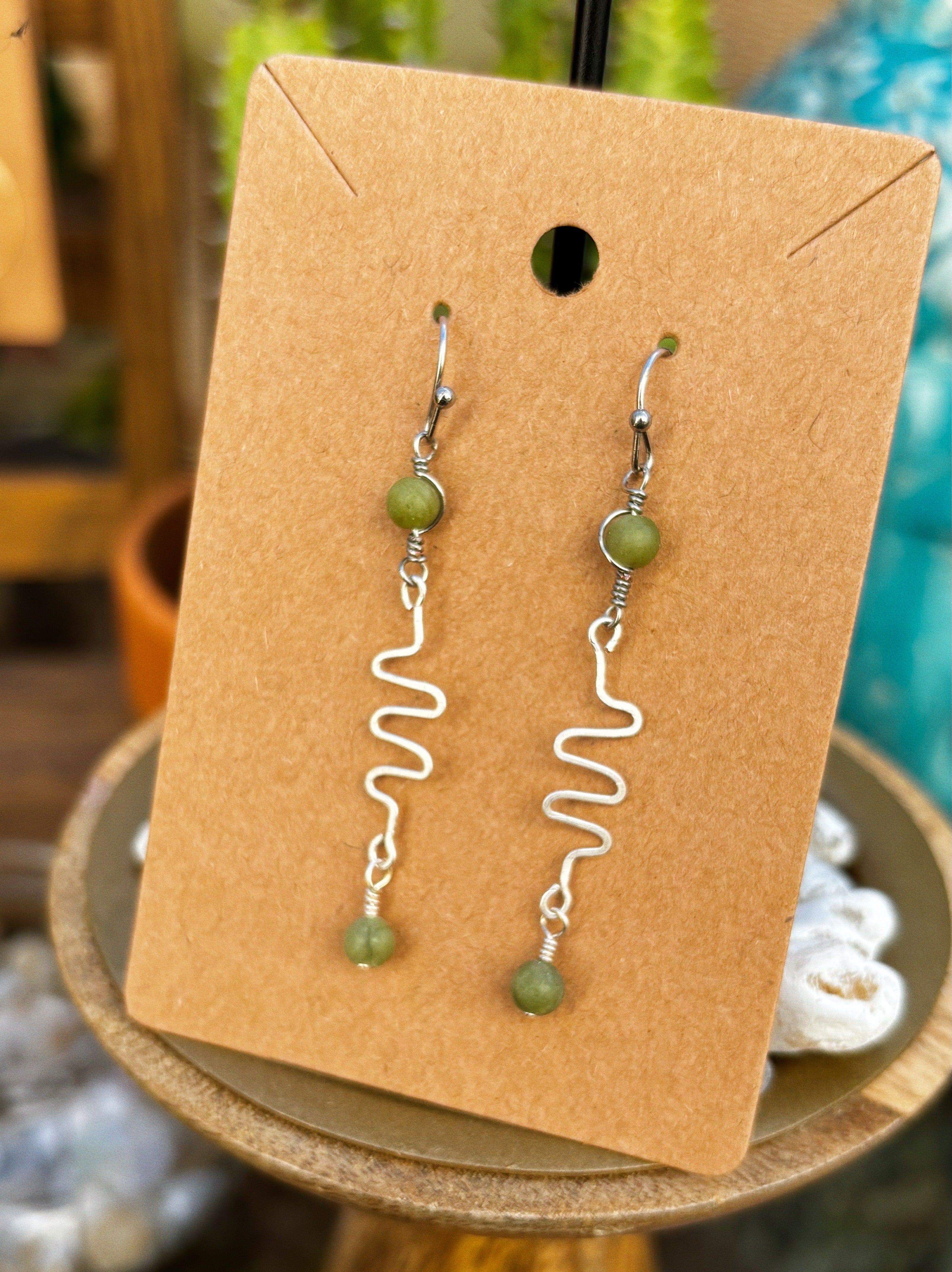 Silver Wave Jade Earrings