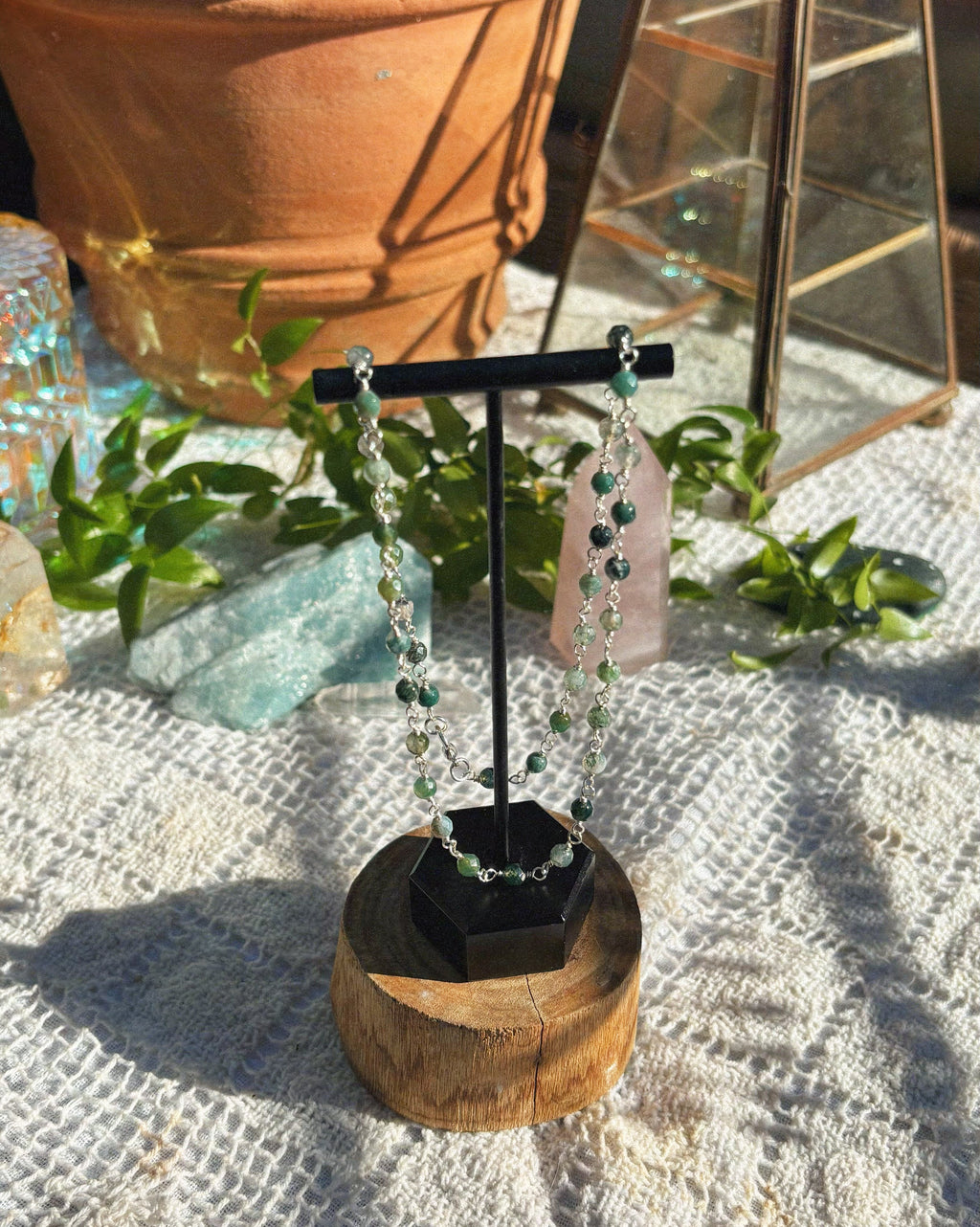 Moss Agate Beaded Necklace