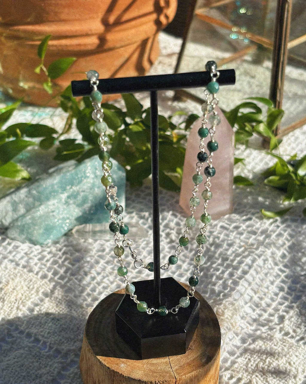 Moss Agate Beaded Necklace
