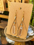 Quartz Teardrop Hoop Earrings