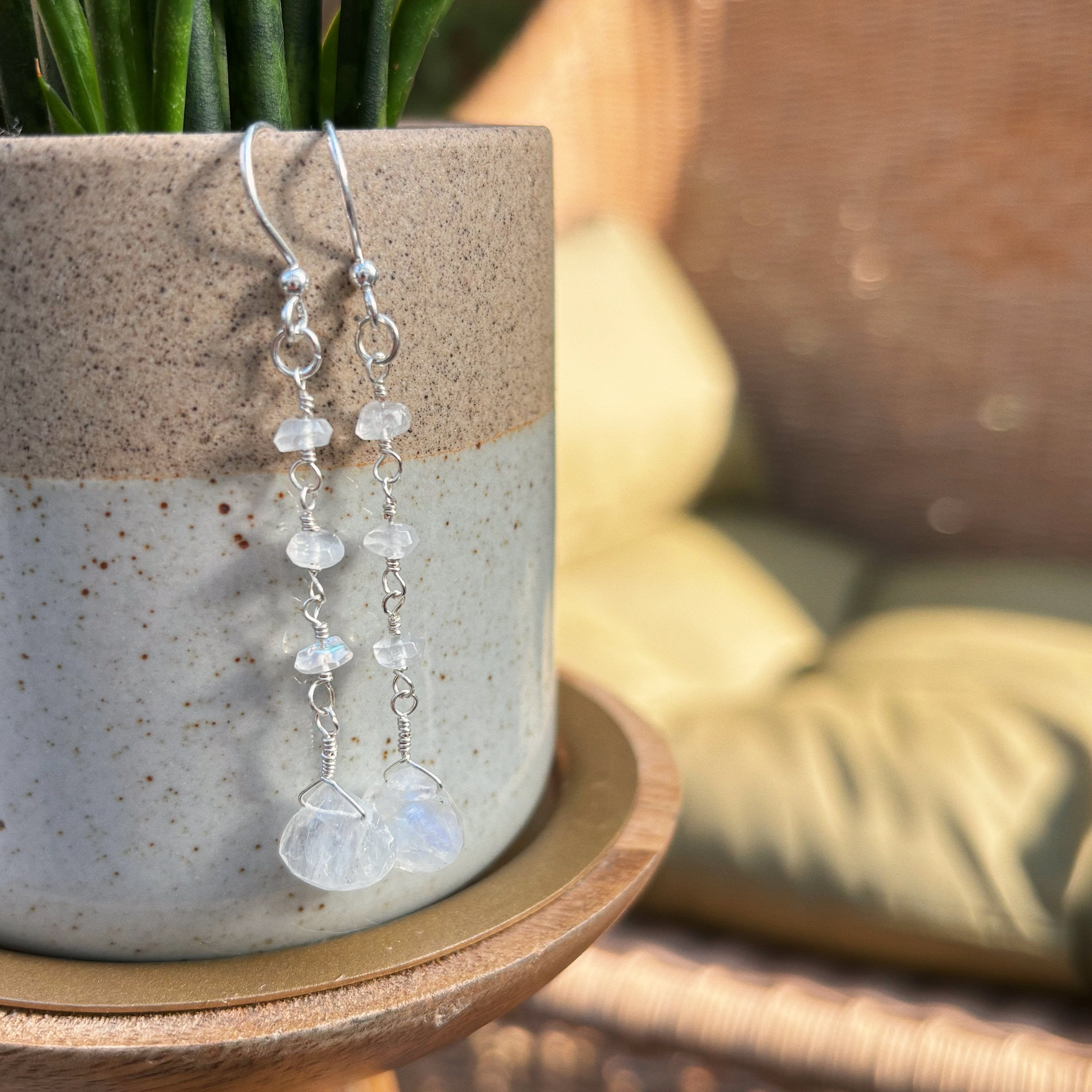 Rainbow Moonstone Earrings - Teardrop