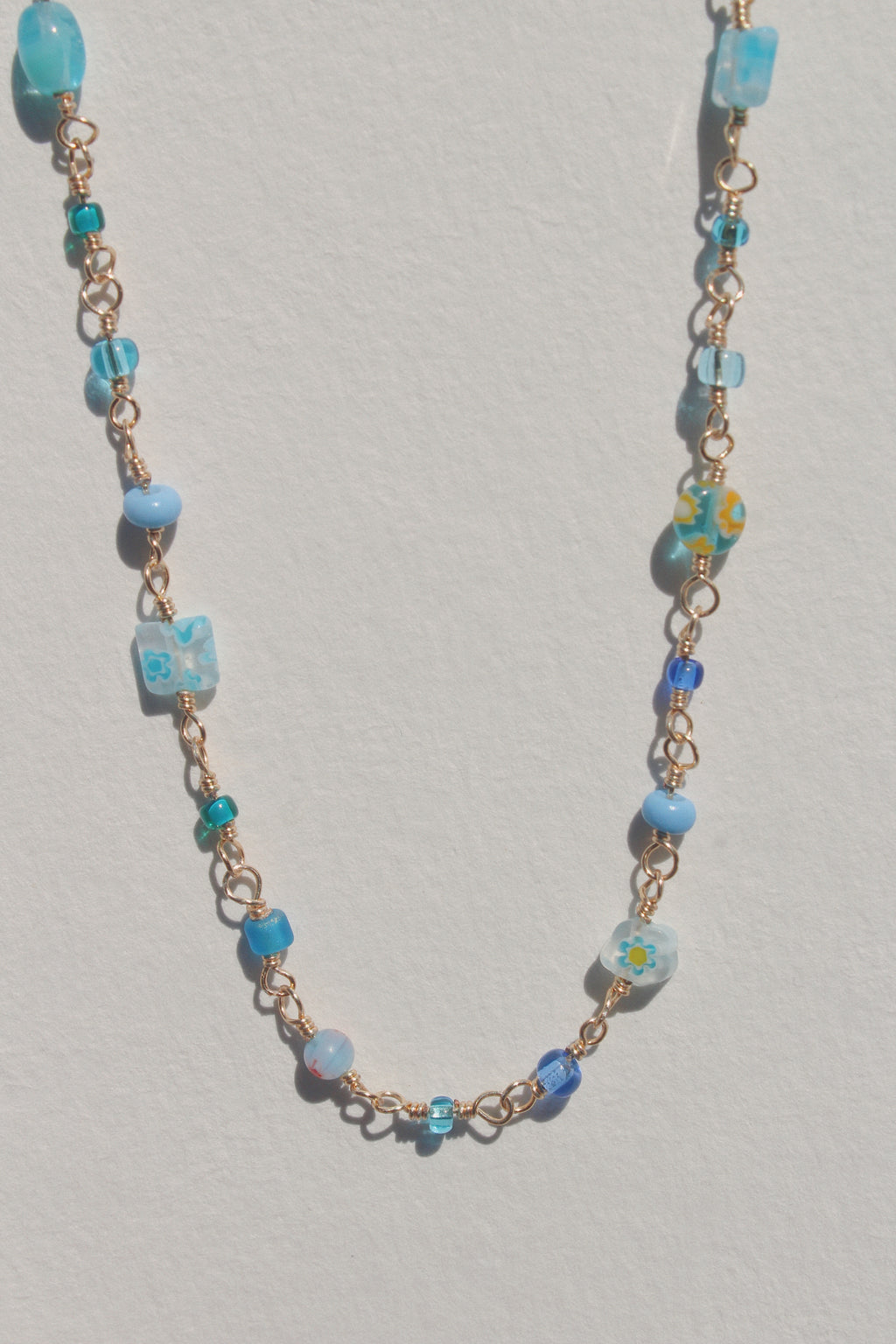 Glass Beaded Chain - Mixed Blues