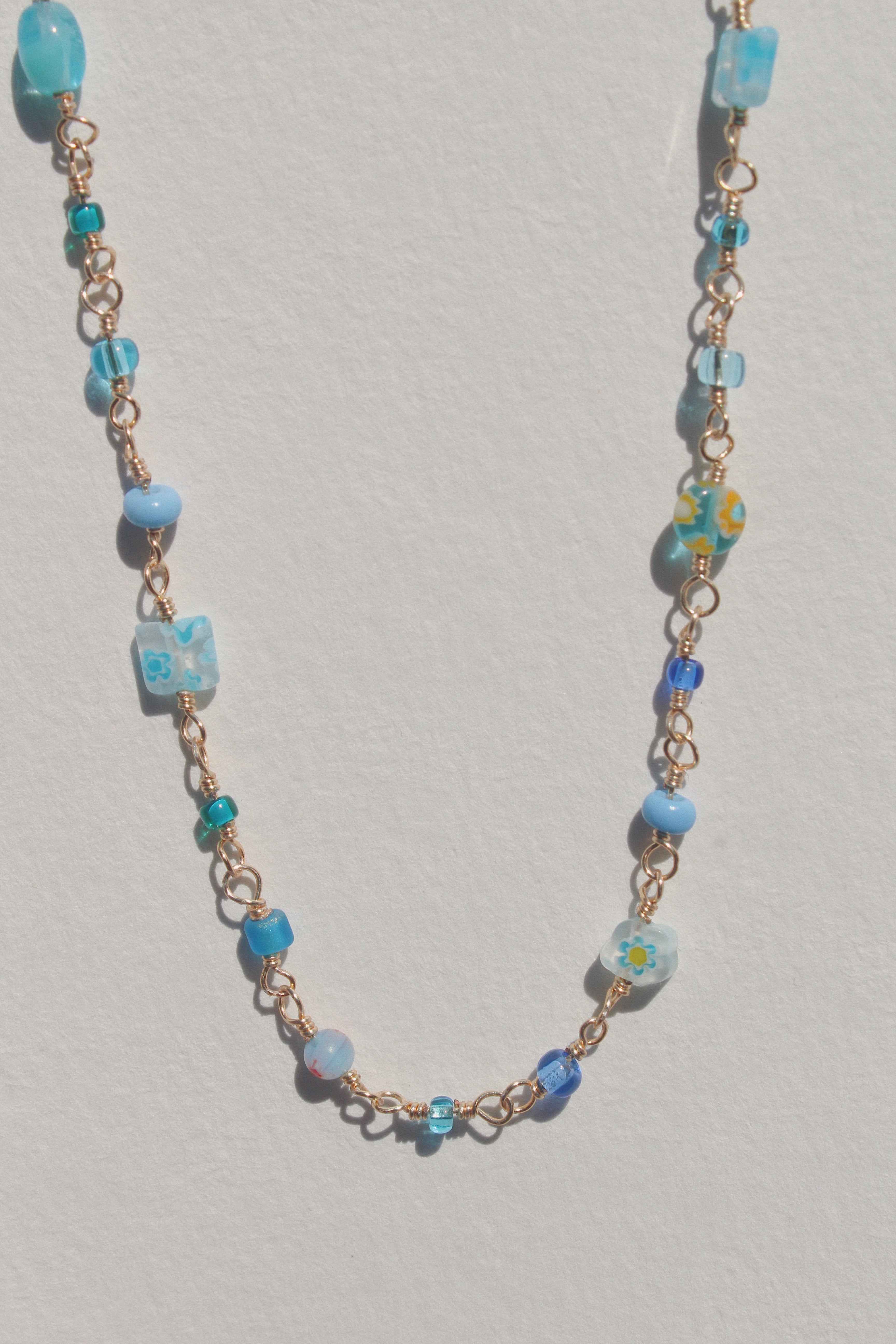 Glass Beaded Chain - Mixed Blues