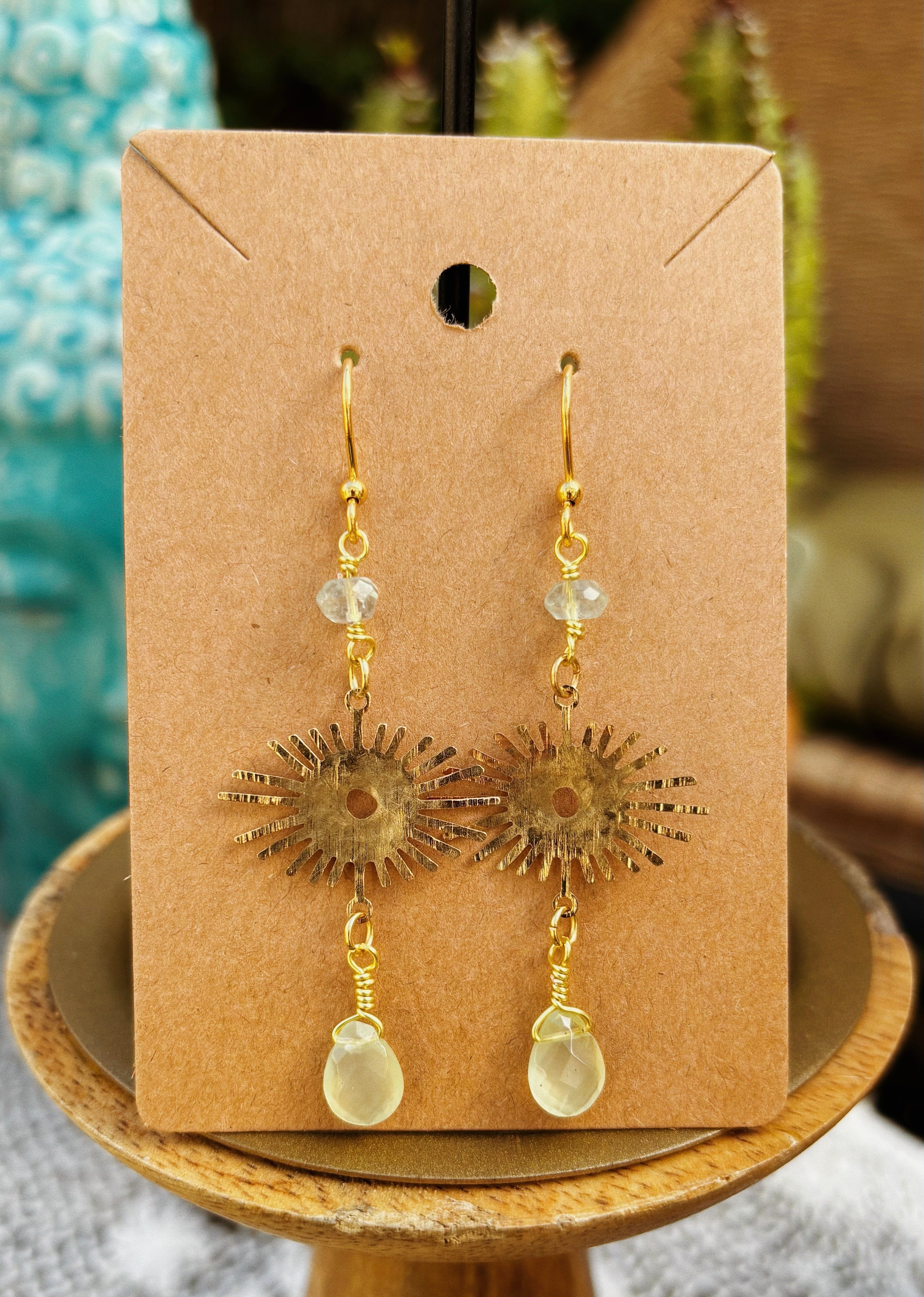 New Jade + Green Fluorite Sunburst Earrings