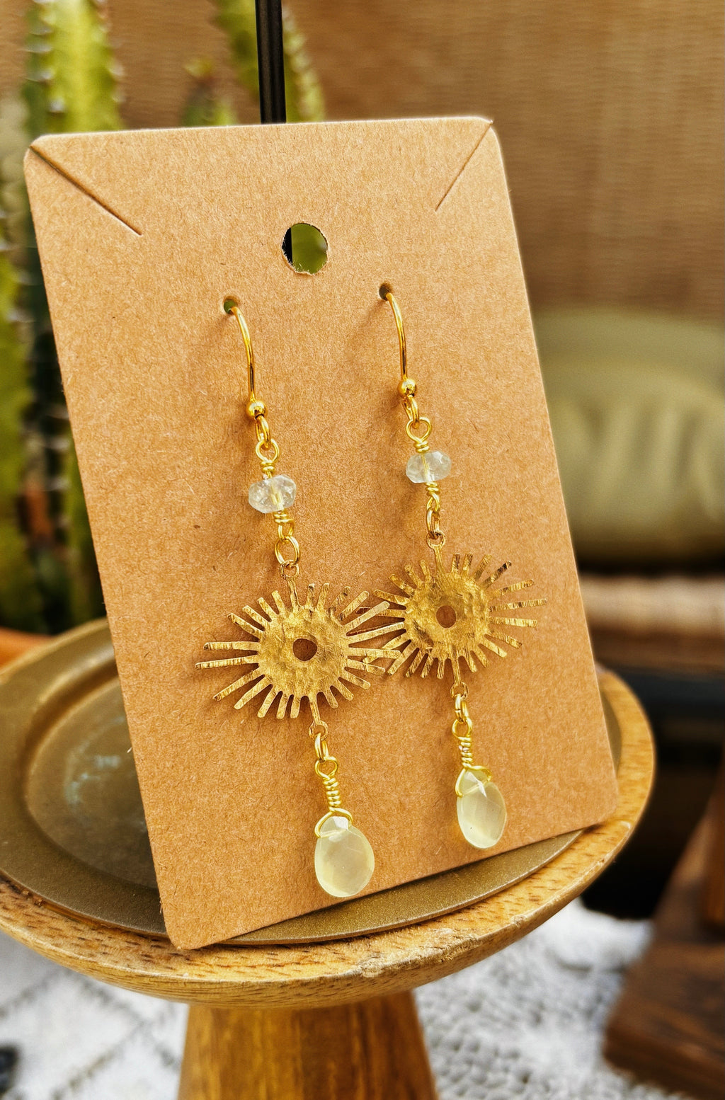 New Jade + Green Fluorite Sunburst Earrings