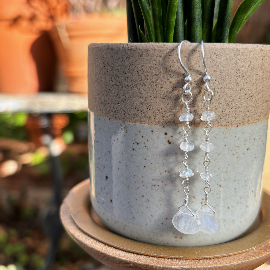Rainbow Moonstone Earrings - Teardrop