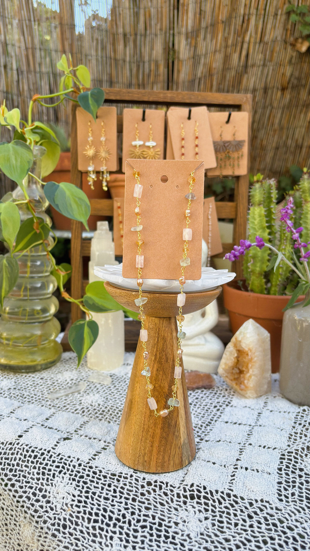 Multi-Gemstone Harmony Necklace – Rose Quartz, Tourmaline, Freshwater Pearls & Carnelian