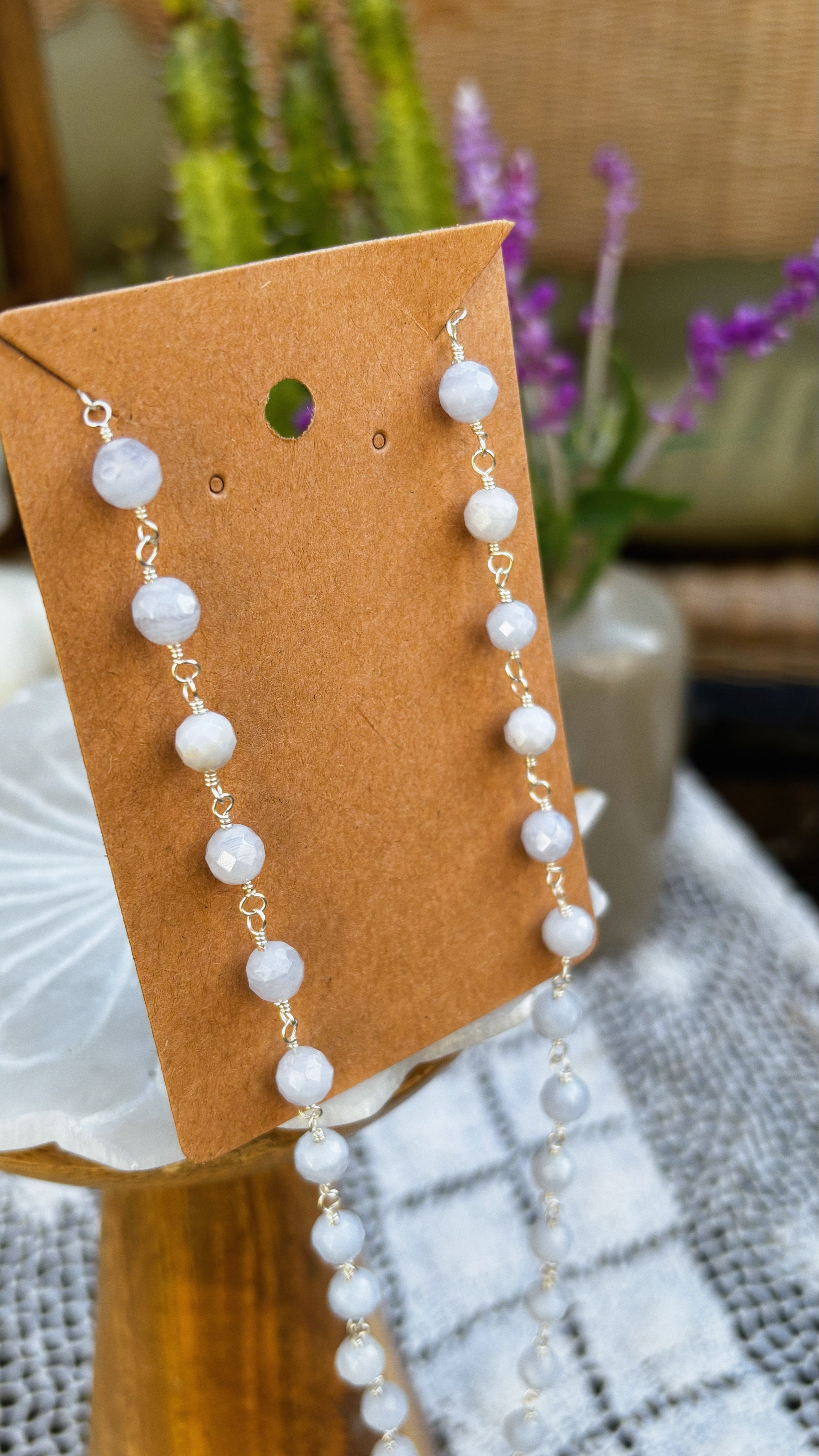 Lavender Lace Agate Necklace