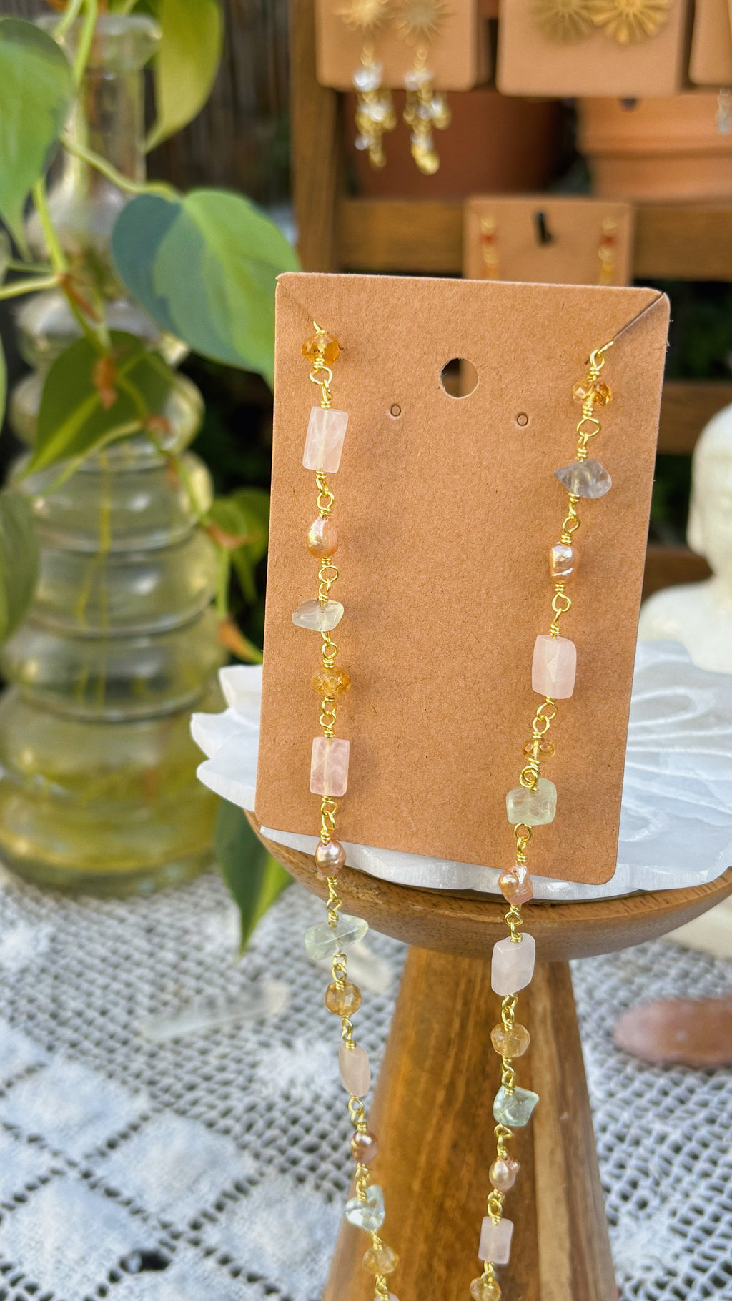 Multi-Gemstone Harmony Necklace – Rose Quartz, Tourmaline, Freshwater Pearls & Carnelian
