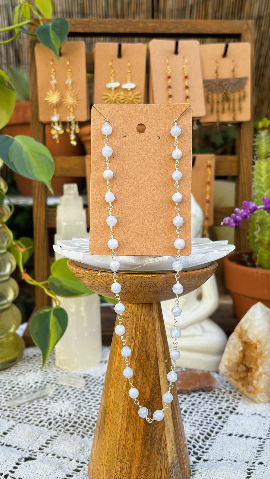 Lavender Lace Agate Necklace