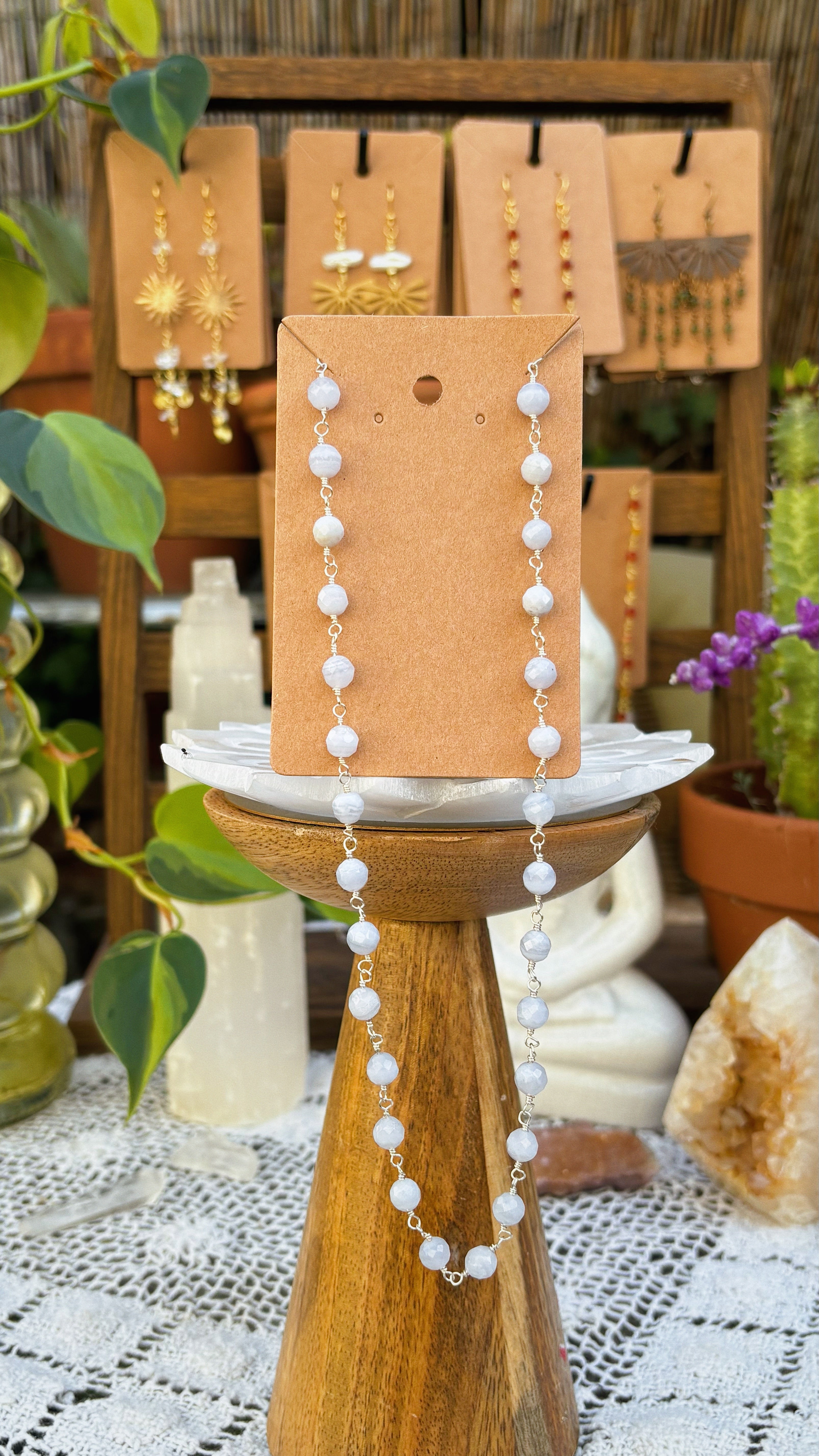 Lavender Lace Agate Necklace