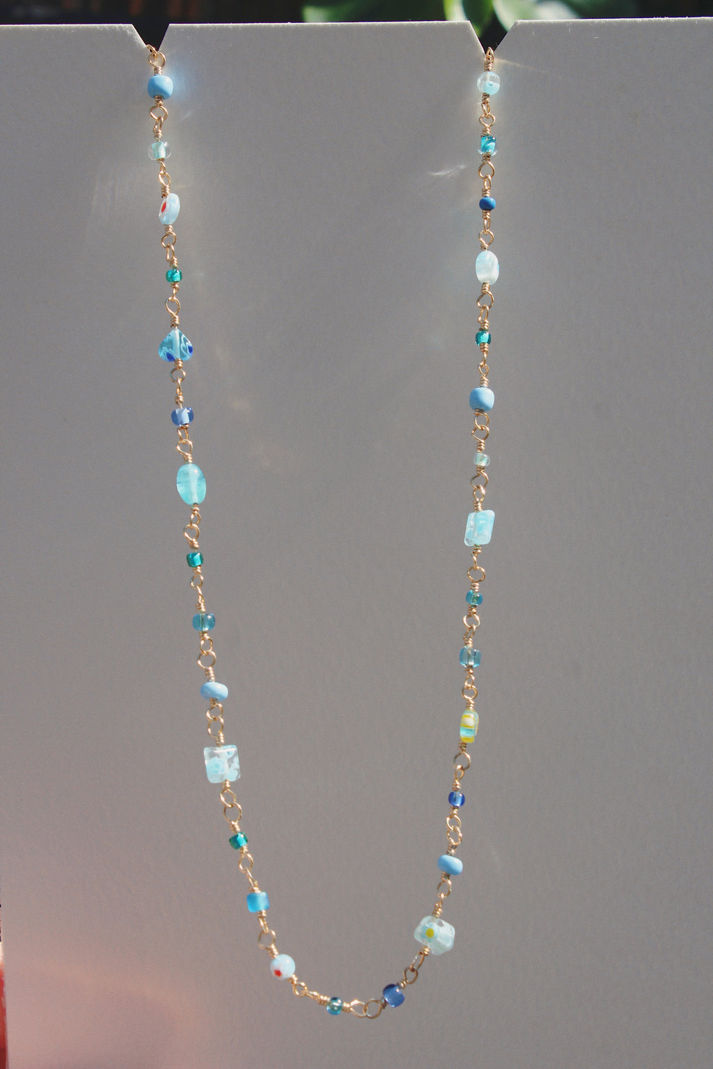 Glass Beaded Chain - Mixed Blues