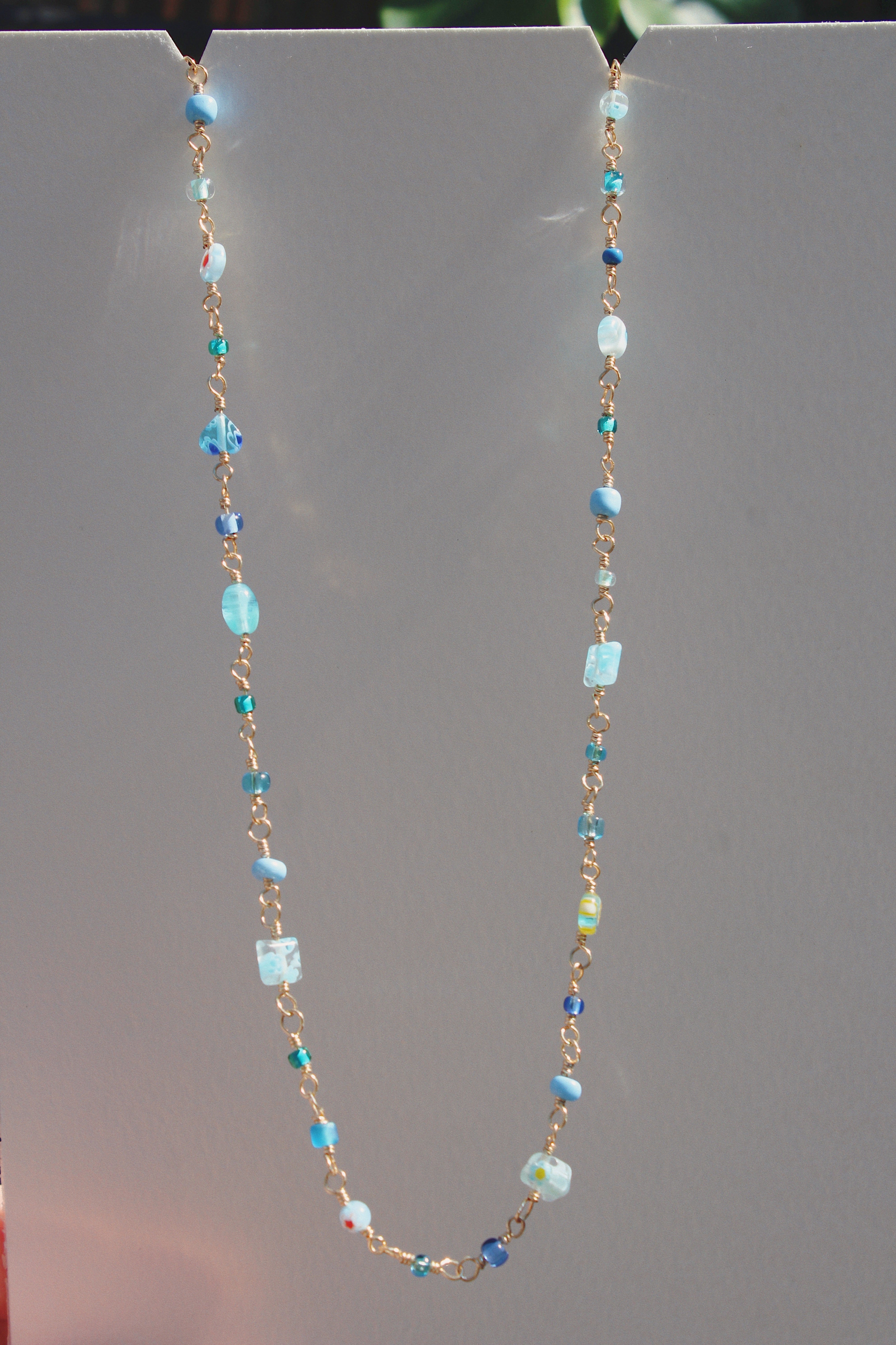 Glass Beaded Chain - Mixed Blues