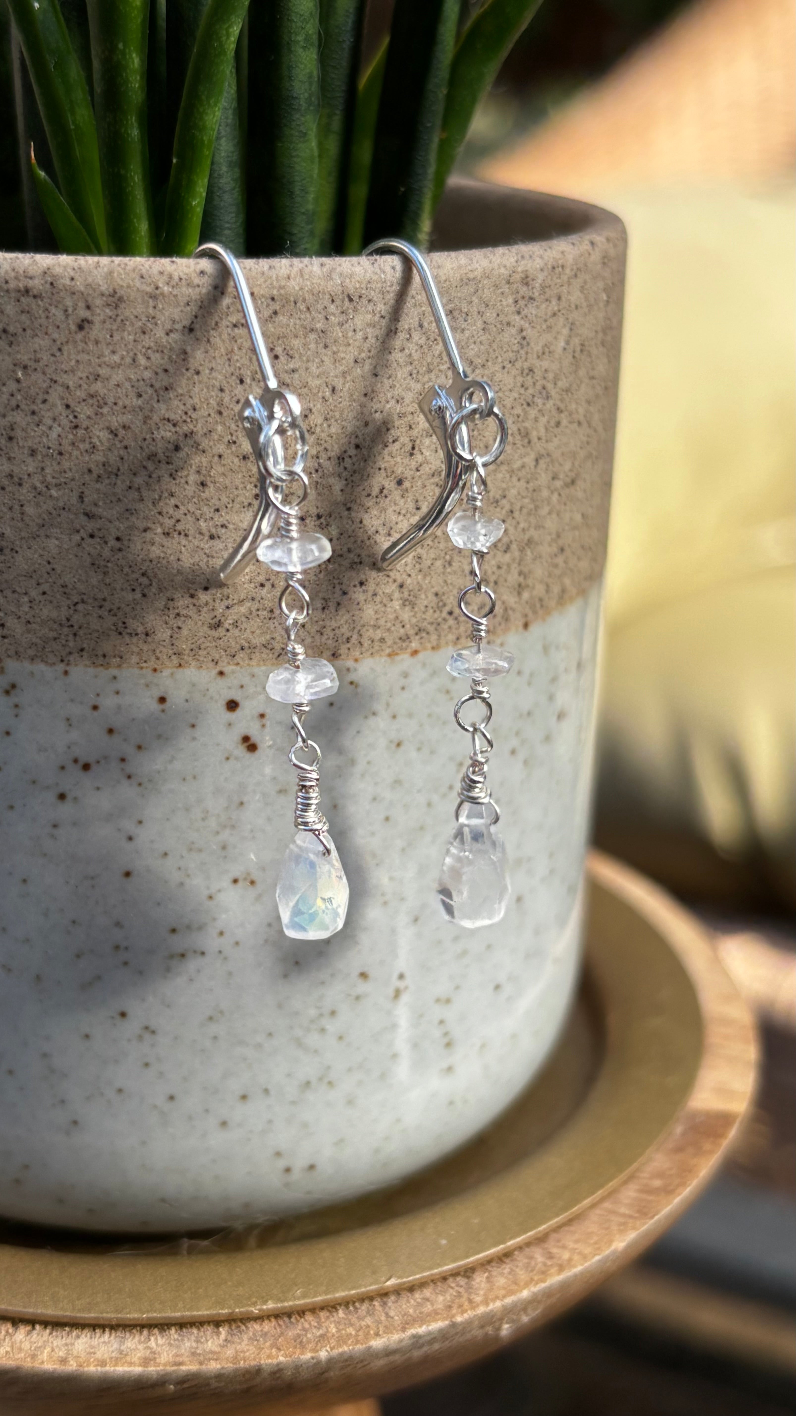 Rainbow Moonstone Earrings - Teardrop