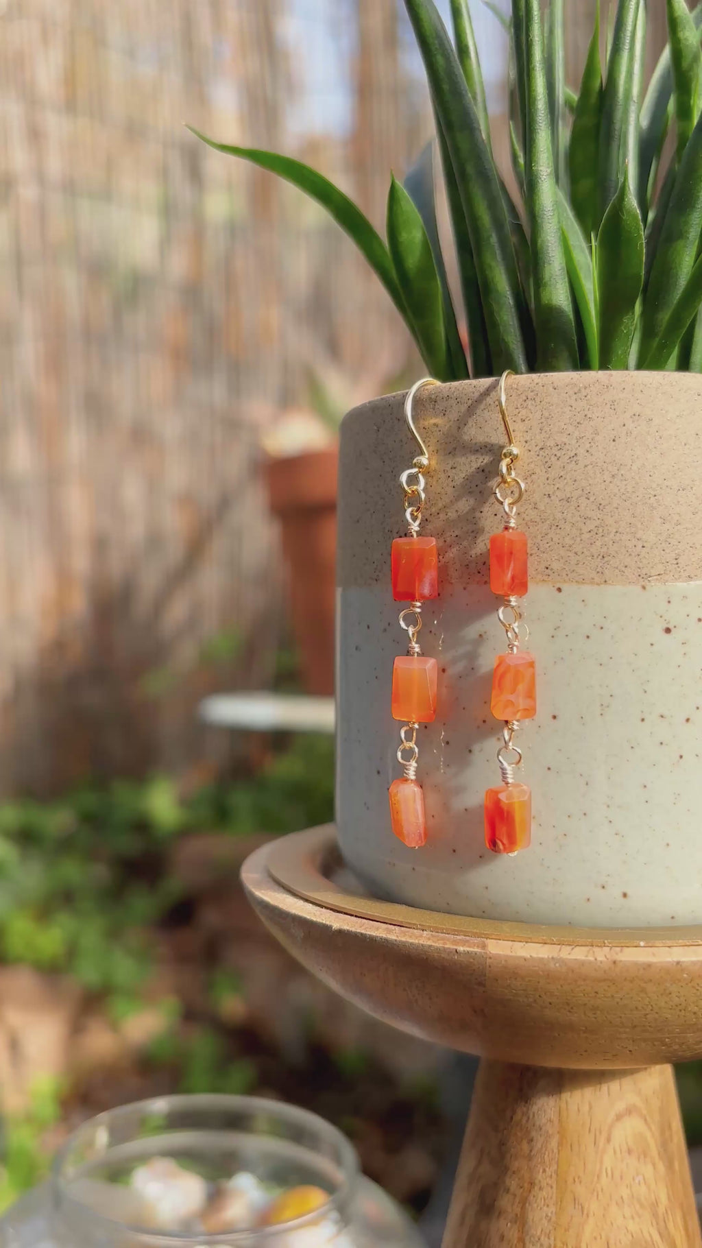 Carnelian Earrings - Rectangular